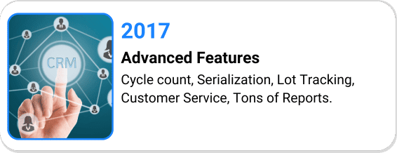 In 2017, Kechie releases Cycle count, Serialization, Lot Tracking, Customer Service, Tons of Reports.
