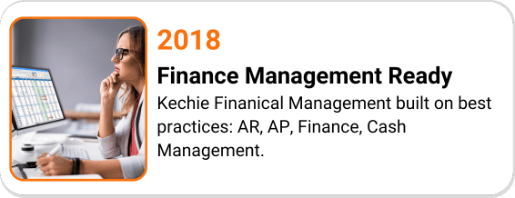 In 2018 Kechie Finanical Management built on best practices: AR, AP, Finance, Cash Management.