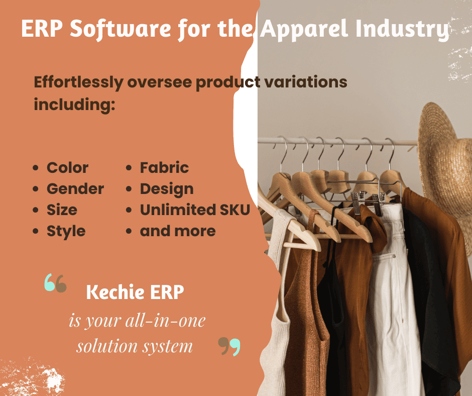 Kechie Infographic that identifies the multiple product variations that can be handled with our ERP.