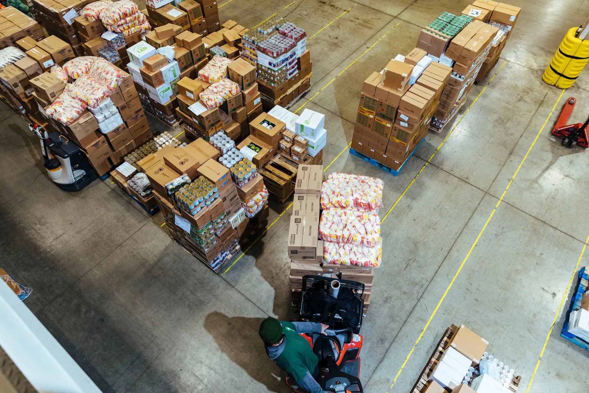 New Life Center Food Warehouse used to distribute food to various people.